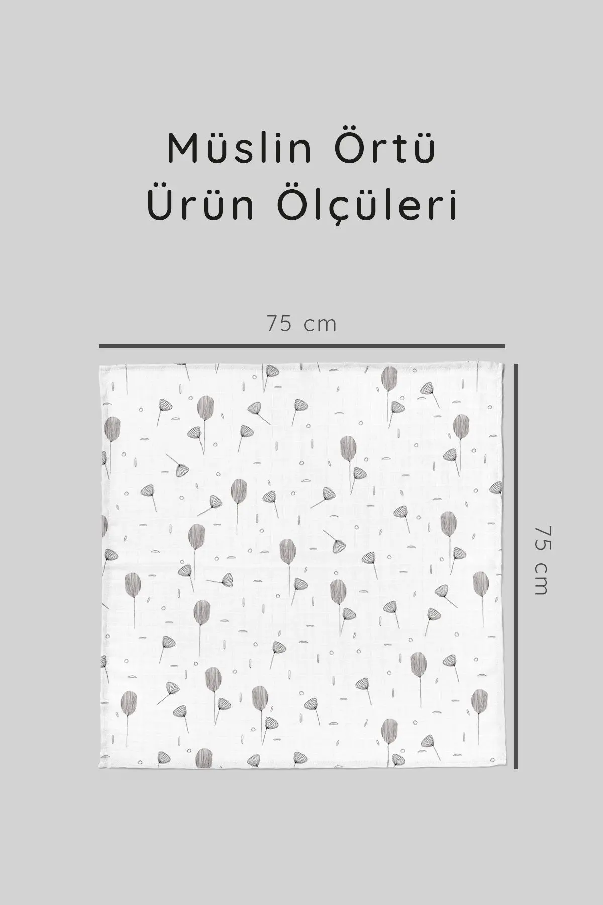 Dijital Baskılı 3'lü Müslin Örtü Seti - 75x75 Cm - Zt5000