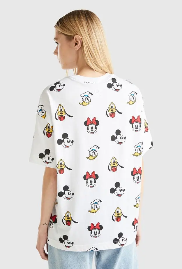 Unisex Beyaz %100 Koton Küçük Disney Baskılı T-Shirt
