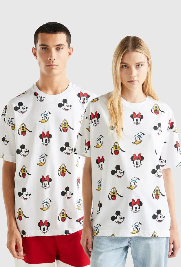 United Colors of Benetton Unisex Beyaz %100 Koton Küçük Disney Baskılı T-Shirt