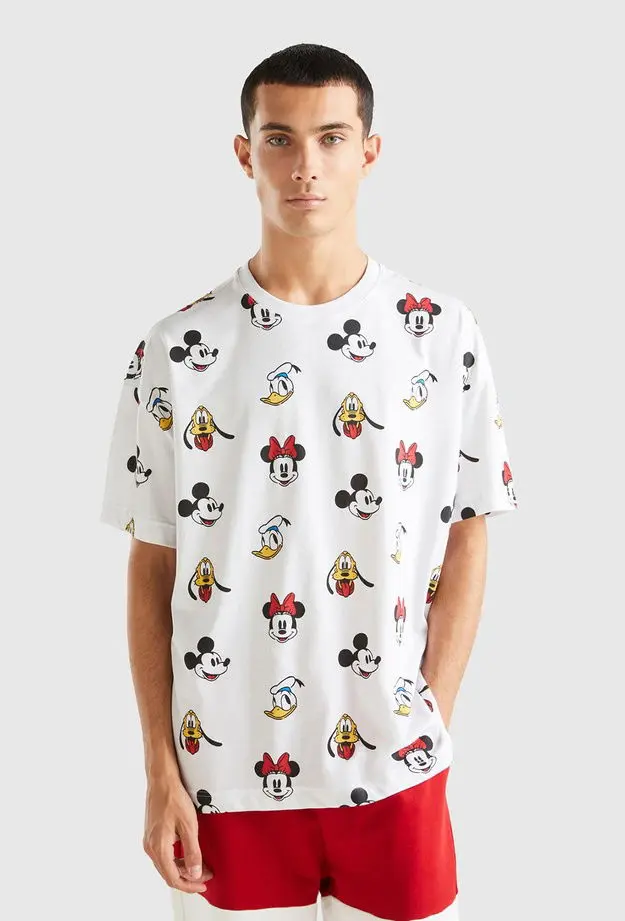 Unisex Beyaz %100 Koton Küçük Disney Baskılı T-Shirt