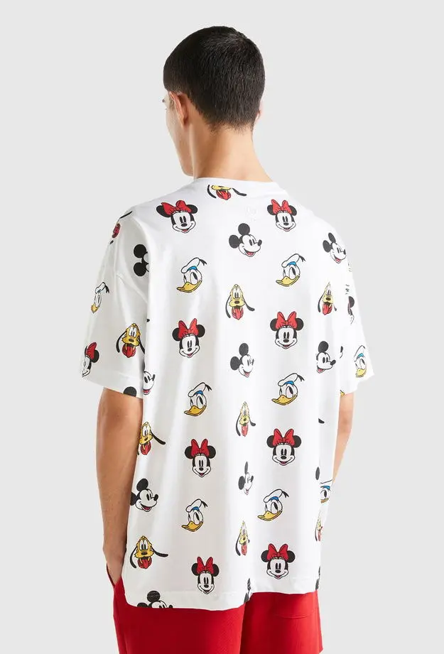 Unisex Beyaz %100 Koton Küçük Disney Baskılı T-Shirt
