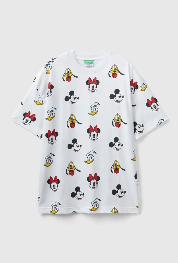 Unisex Beyaz %100 Koton Küçük Disney Baskılı T-Shirt