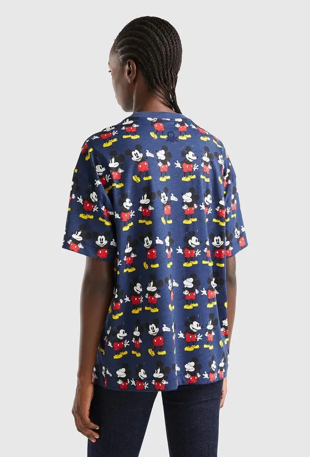 Unisex Lacivert %100 Koton Küçük Disney Baskılı T-Shirt