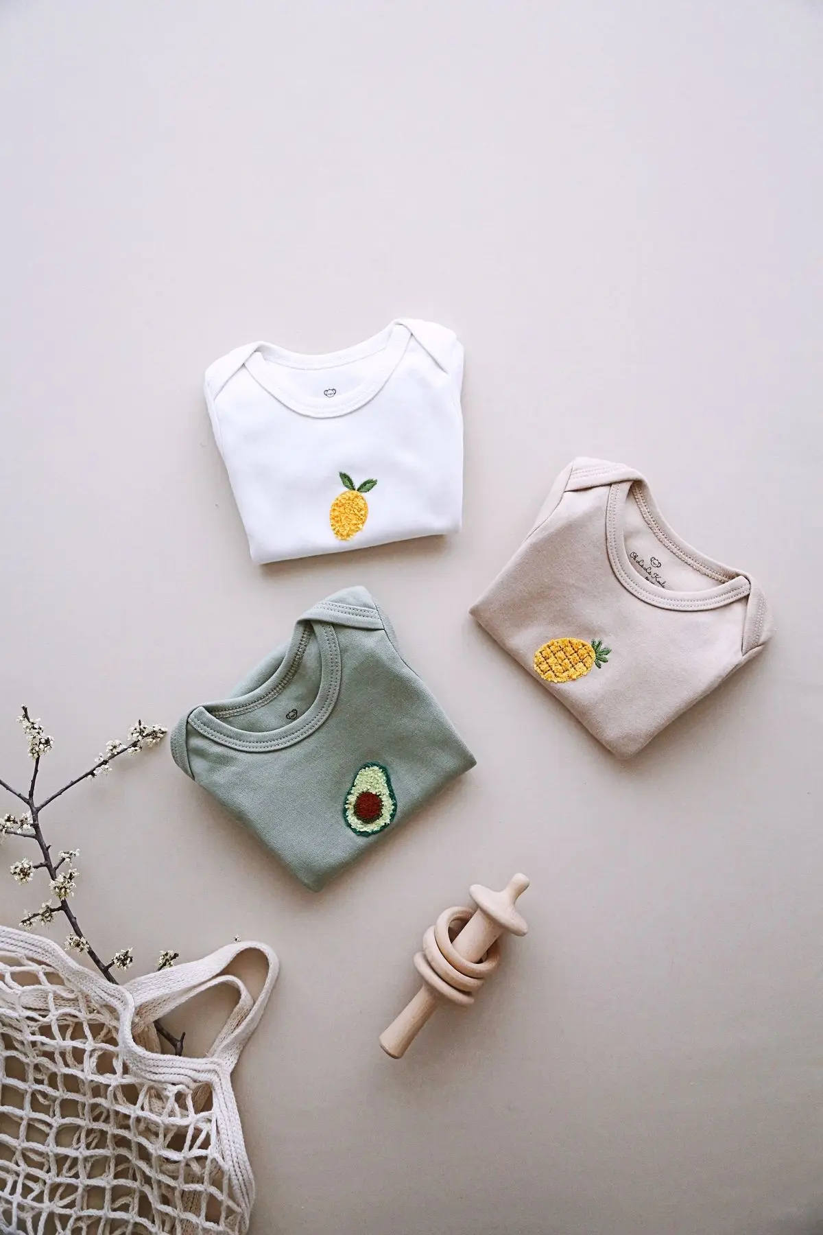 3'lü Nakışlı Çıt Çıtlı Body - Zıbın Model 3