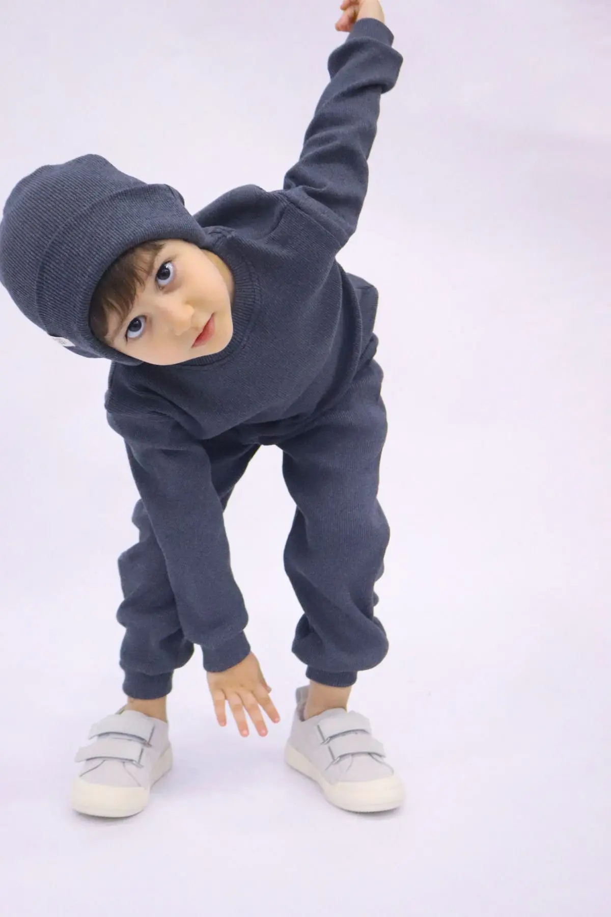 BALKABAĞI Antrasitmelanj - Füme Fitilli Unisex Bebek&Çocuk 3'lü Takım/Set