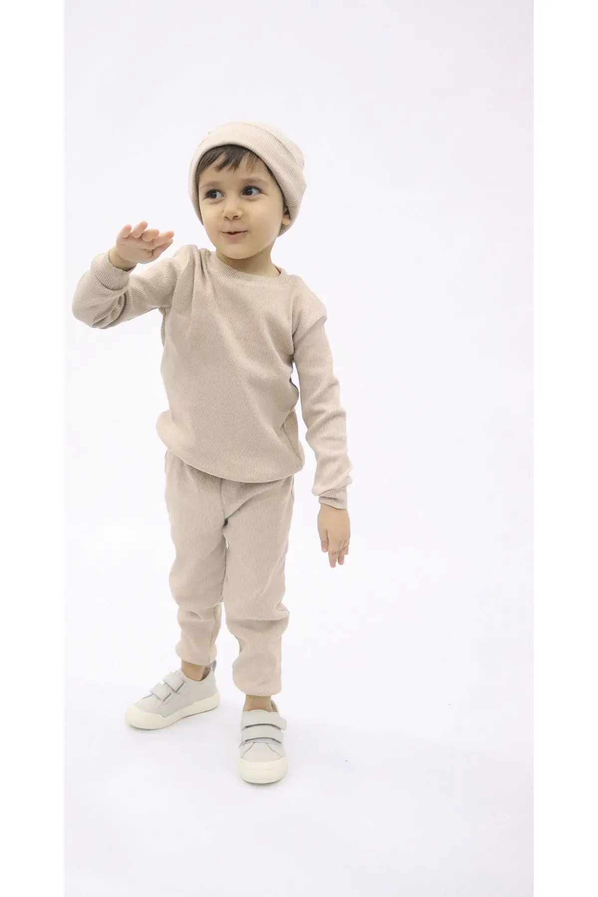 Taş Rengi/Nude Fitilli Unisex Bebek&çocuk 3'lü Takım