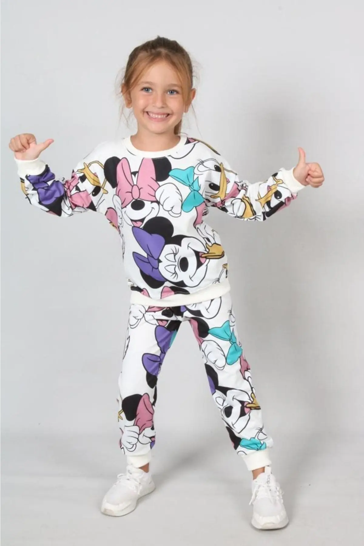 Kışlık Çizgi Film Desenli Kız Çocuk Takımı