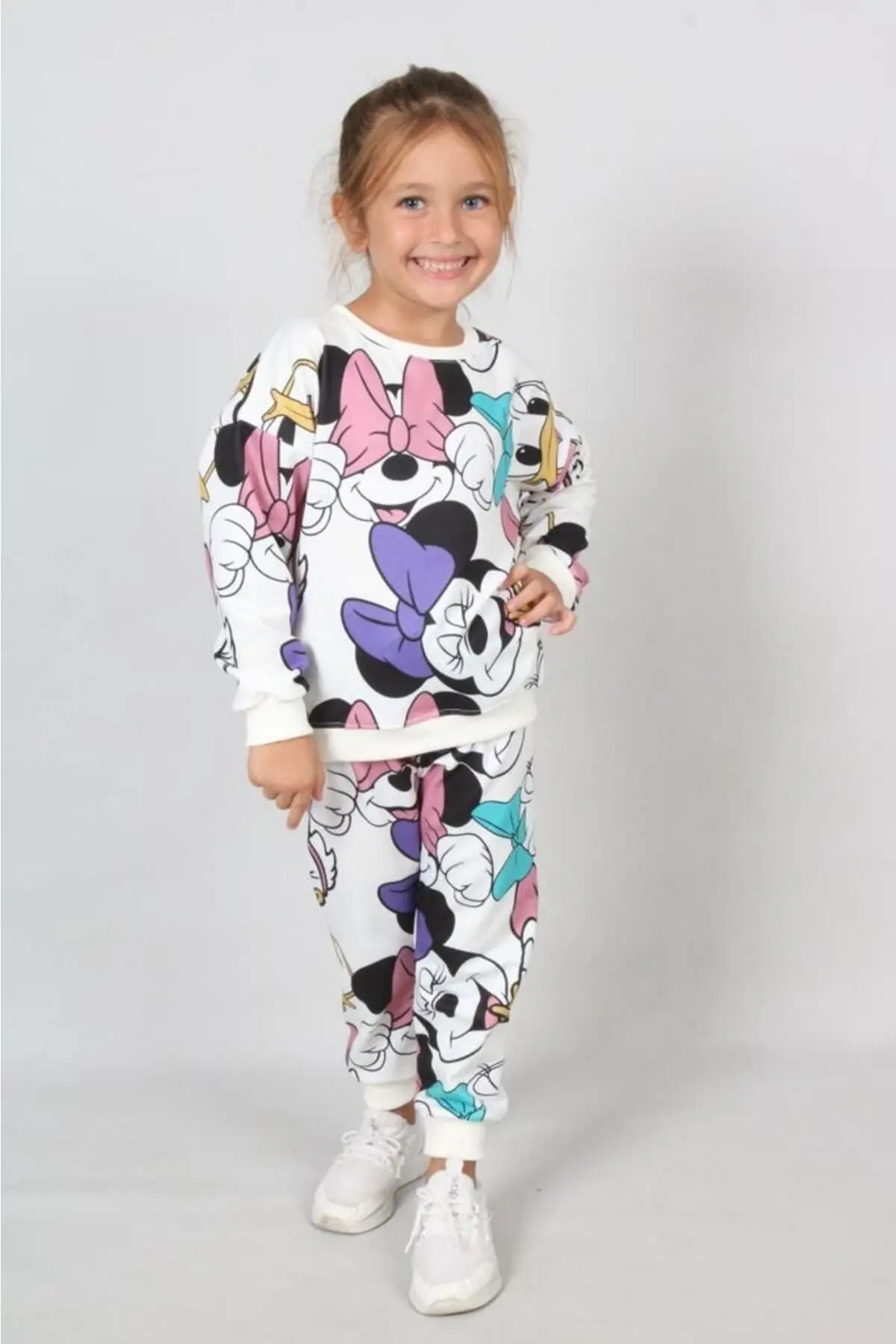 Kışlık Çizgi Film Desenli Kız Çocuk Takımı