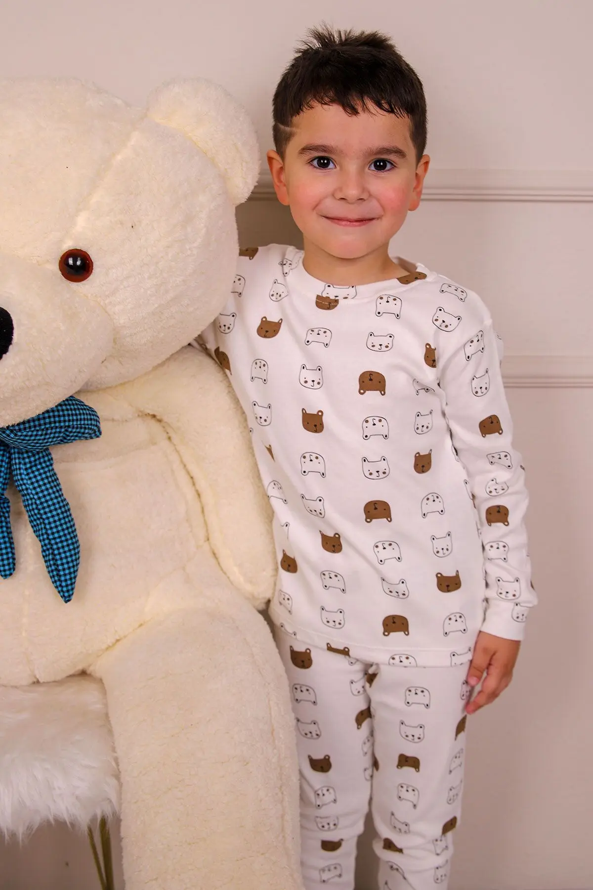 Beniizle %100 Pamuk Köpek Desenli Unisex Pijama Takım