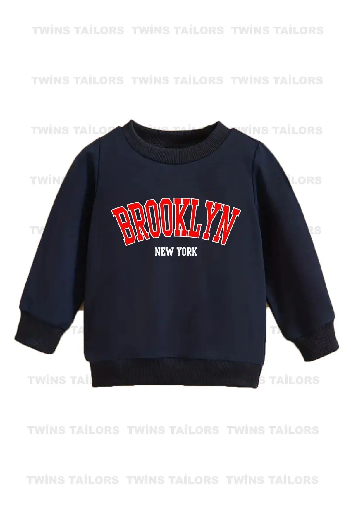 Kaykaylı Kedi Baskılı 3'lü Paket Unisex Saks Mavisi-Gri-Lacivert Bisiklet Yaka Çocuk Sweatshirt