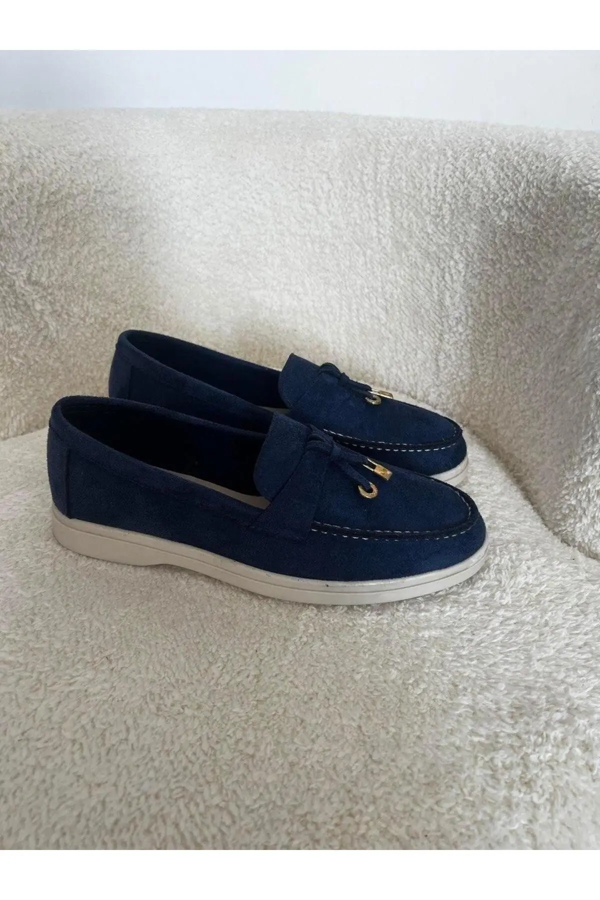 Kadın Lacivert Süet Loafer Ayakkabı