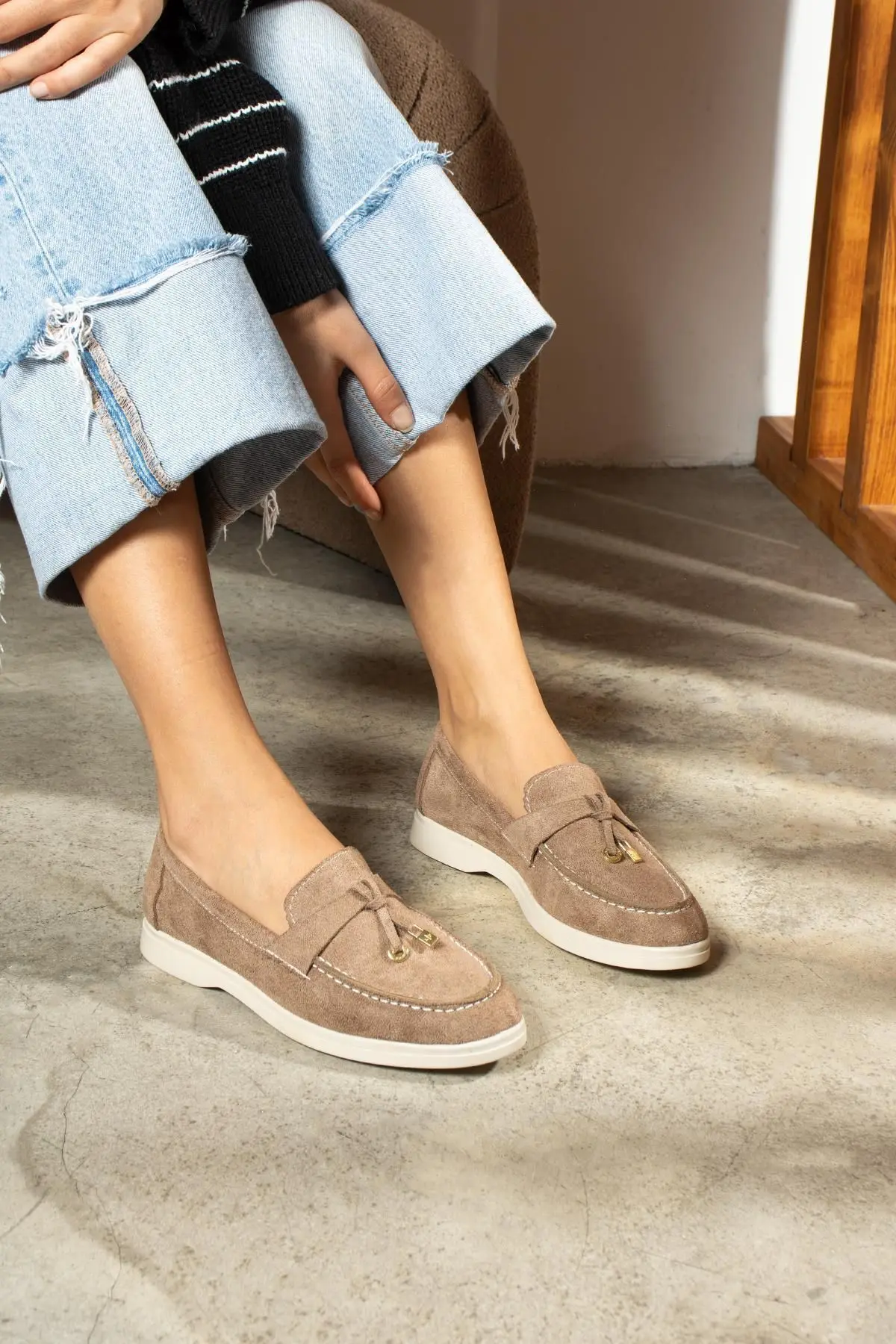 Woller Vizon Loafer Süet Kadın Ayakkabı