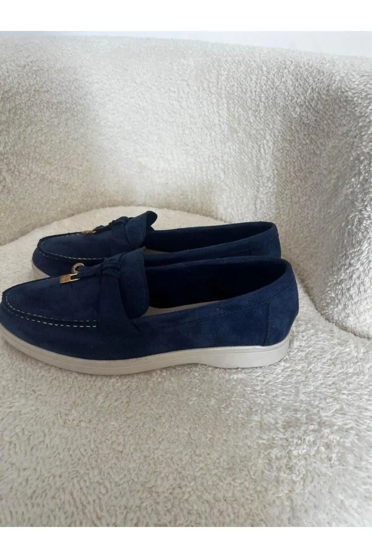 Kadın Lacivert Süet Loafer Ayakkabı