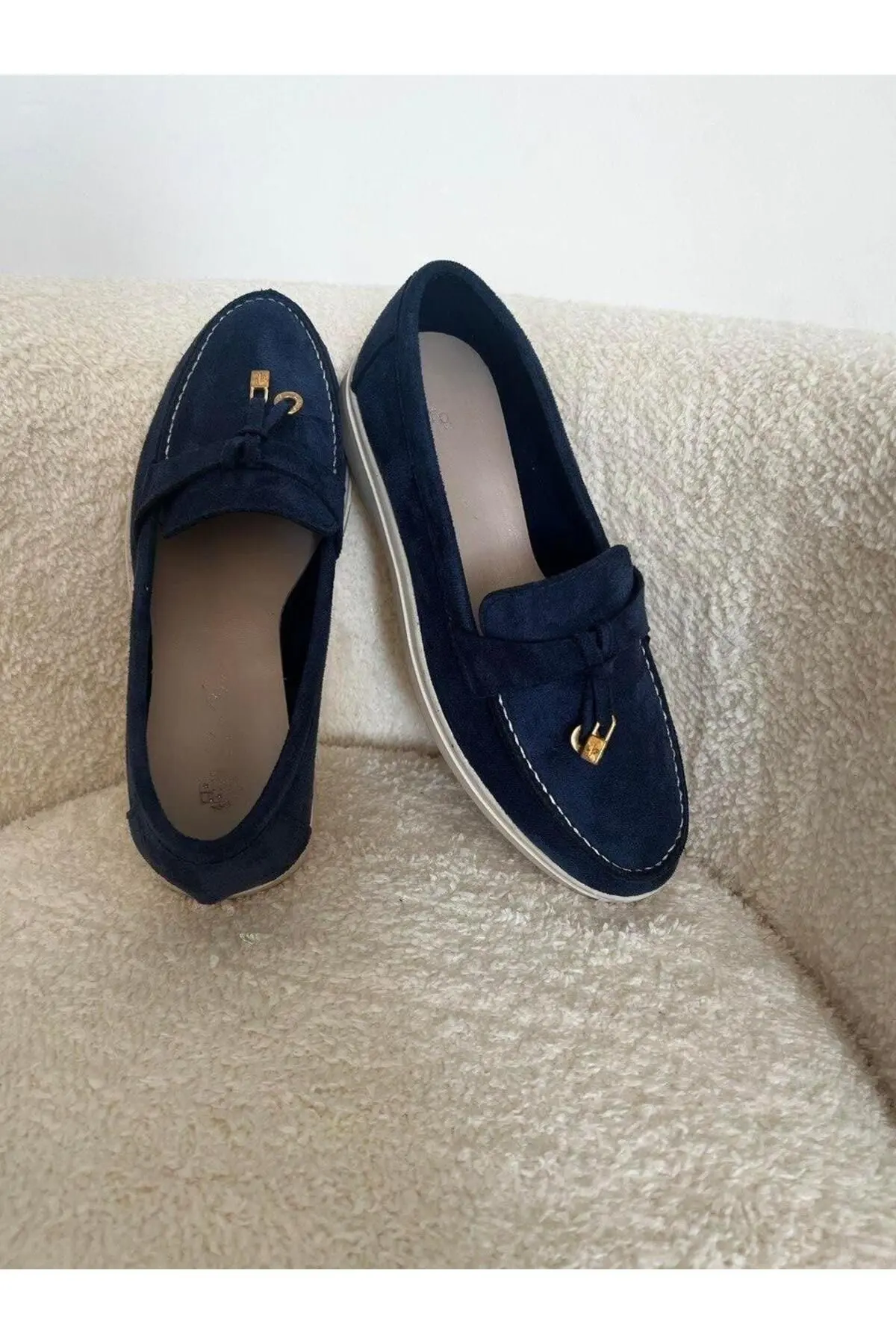 Kadın Lacivert Süet Loafer Ayakkabı