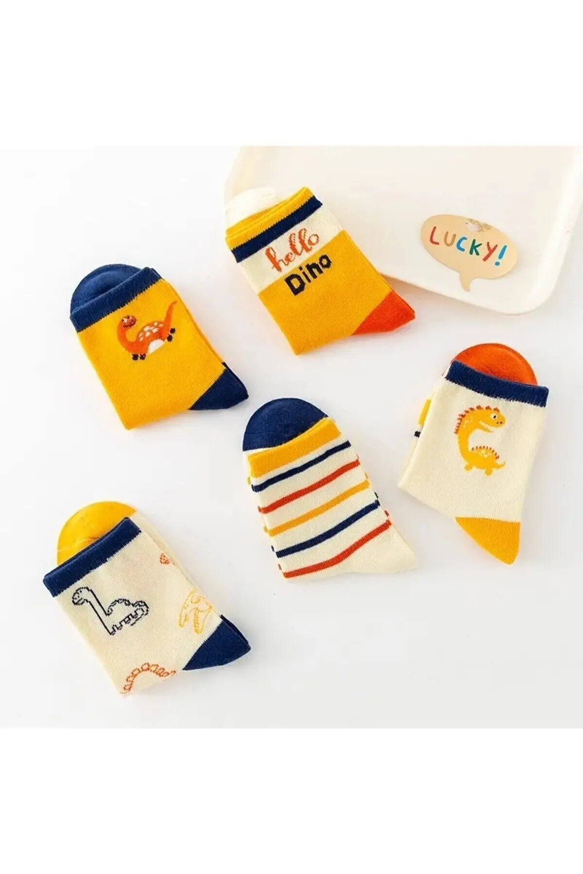 5 Çift Dinazor Desenli Bebek Çorap Ve Çocuk Çorabı Özel Dinozor Serisi