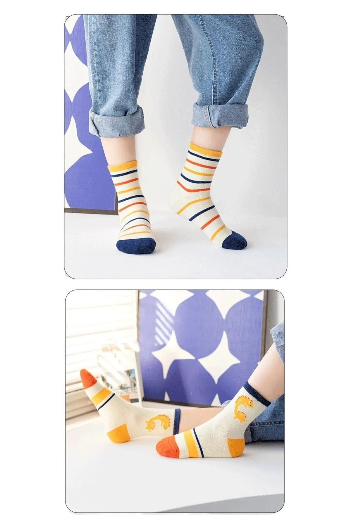 5 Çift Dinazor Desenli Bebek Çorap Ve Çocuk Çorabı Özel Dinozor Serisi