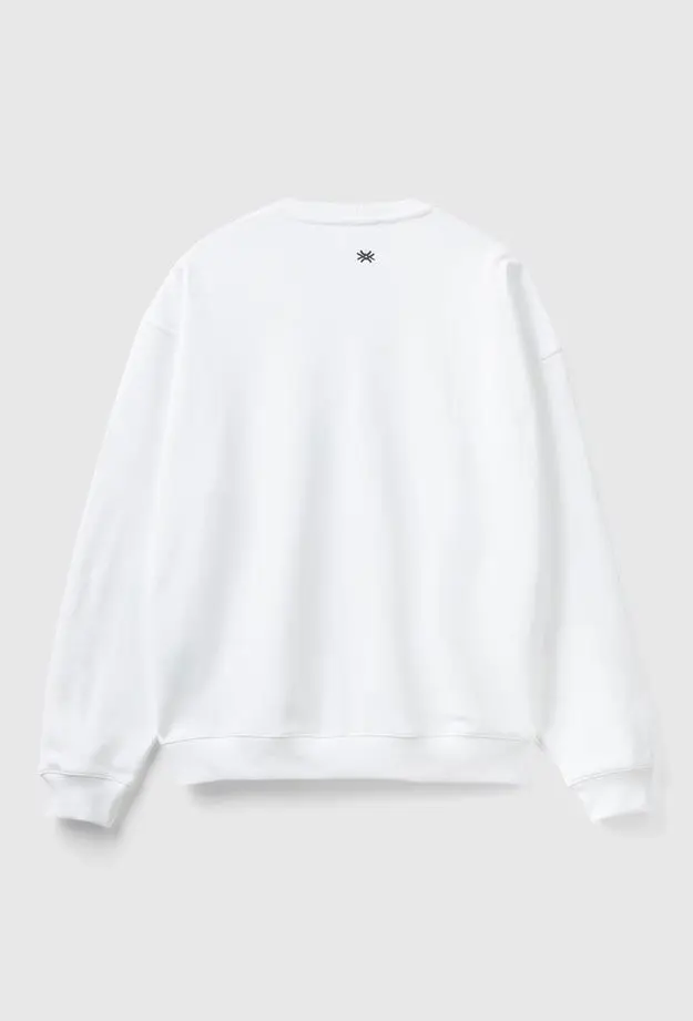Erkek Beyaz %100 Koton Tavşan Baskılı Sweatshirt