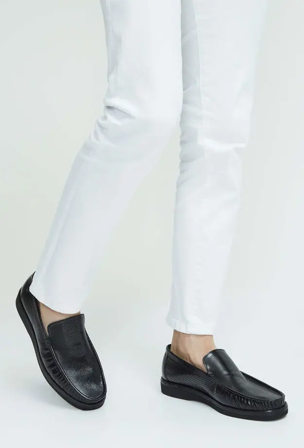 Tamer Tanca Erkek Hakiki Deri Siyah Loafer Ayakkabı