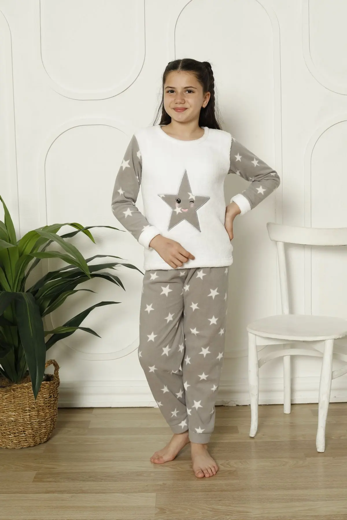 FAMES PİJAMA KIŞLIK POLAR YILDIZLI ÇOCUK PİJAMA TAKIM