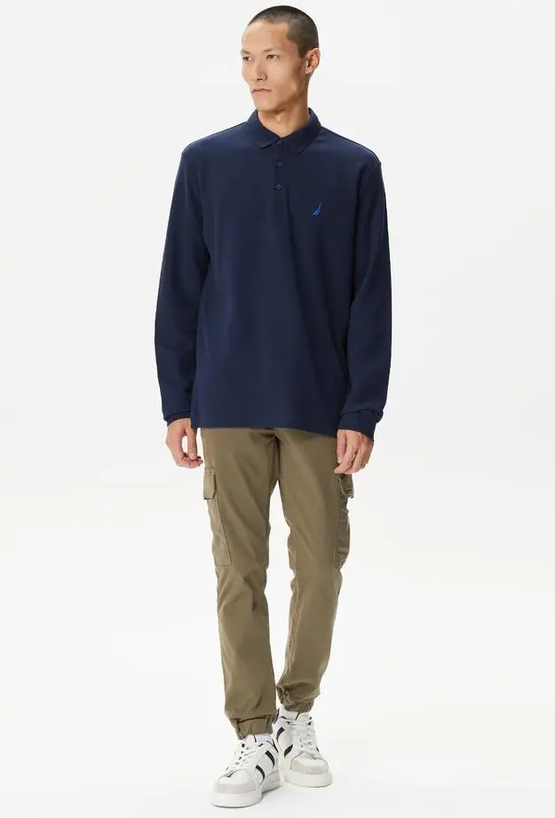 Nautica Erkek Lacivert Classic Fit Uzun Kollu Polo