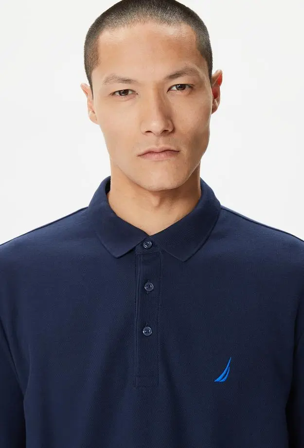 Nautica Erkek Lacivert Classic Fit Uzun Kollu Polo