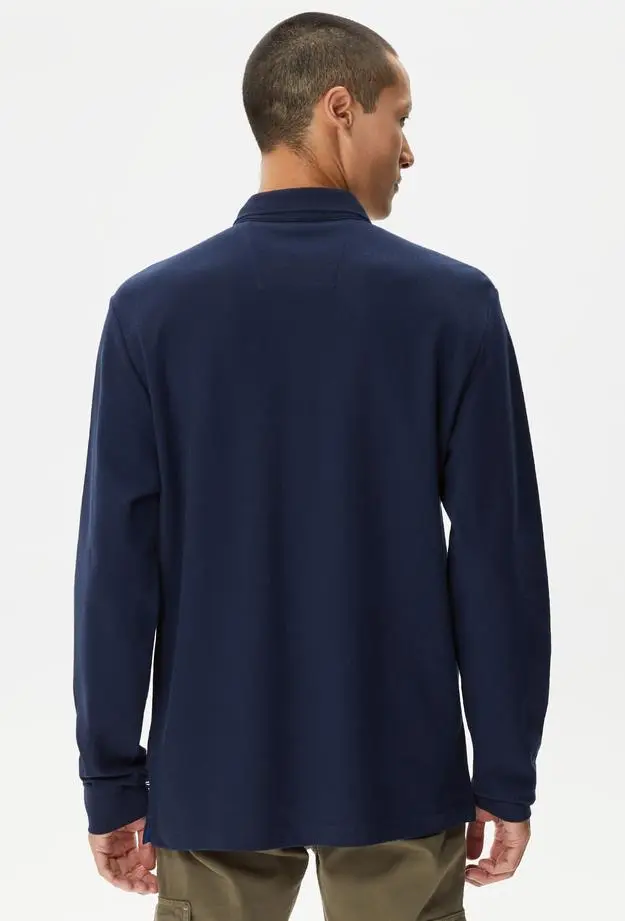 Nautica Erkek Lacivert Classic Fit Uzun Kollu Polo