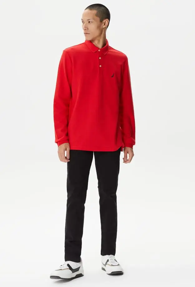 Nautica Erkek Kırmızı Classic Fit Uzun Kollu Polo