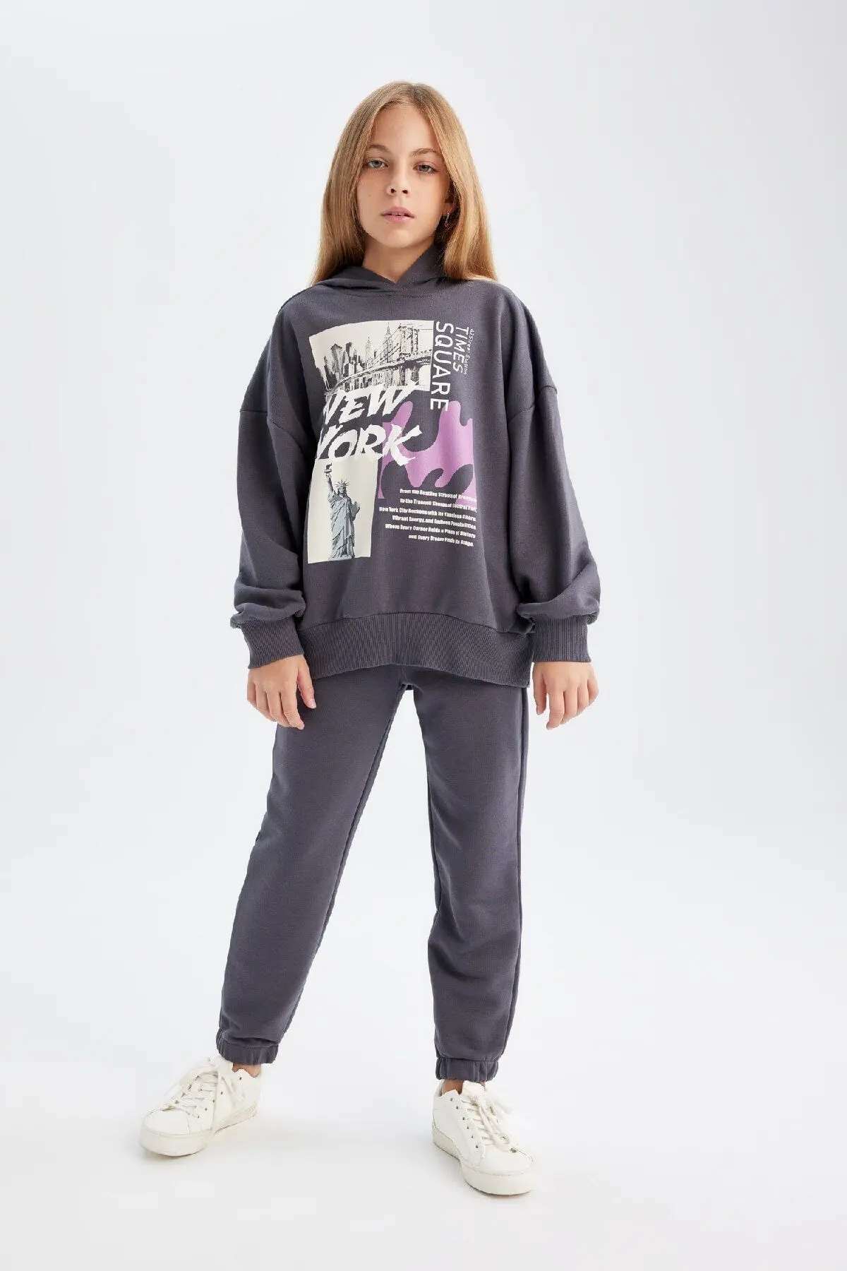 Kız Çocuk Baskılı Sweatshirt Eşofman Altı 2'li Takım D4057a824wn