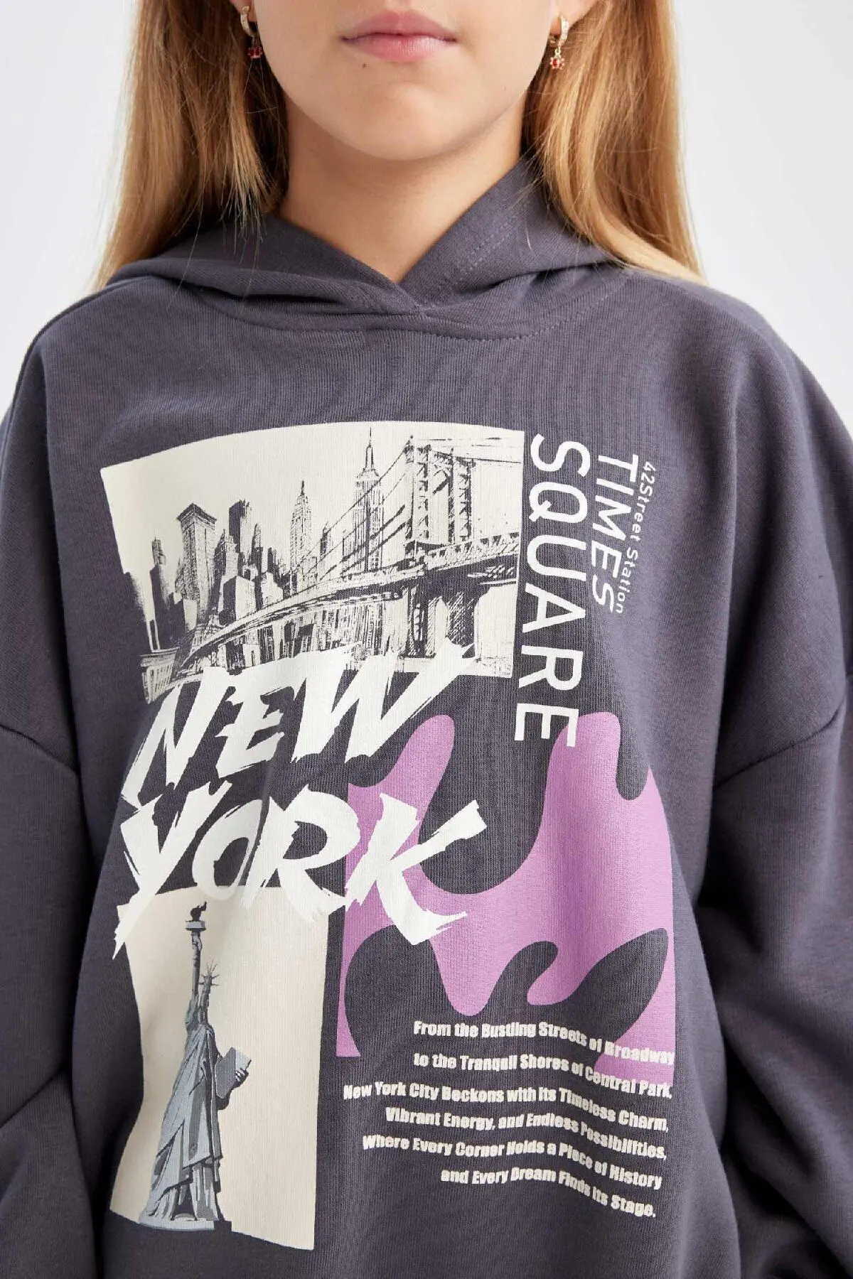 Kız Çocuk Baskılı Sweatshirt Eşofman Altı 2'li Takım D4057a824wn