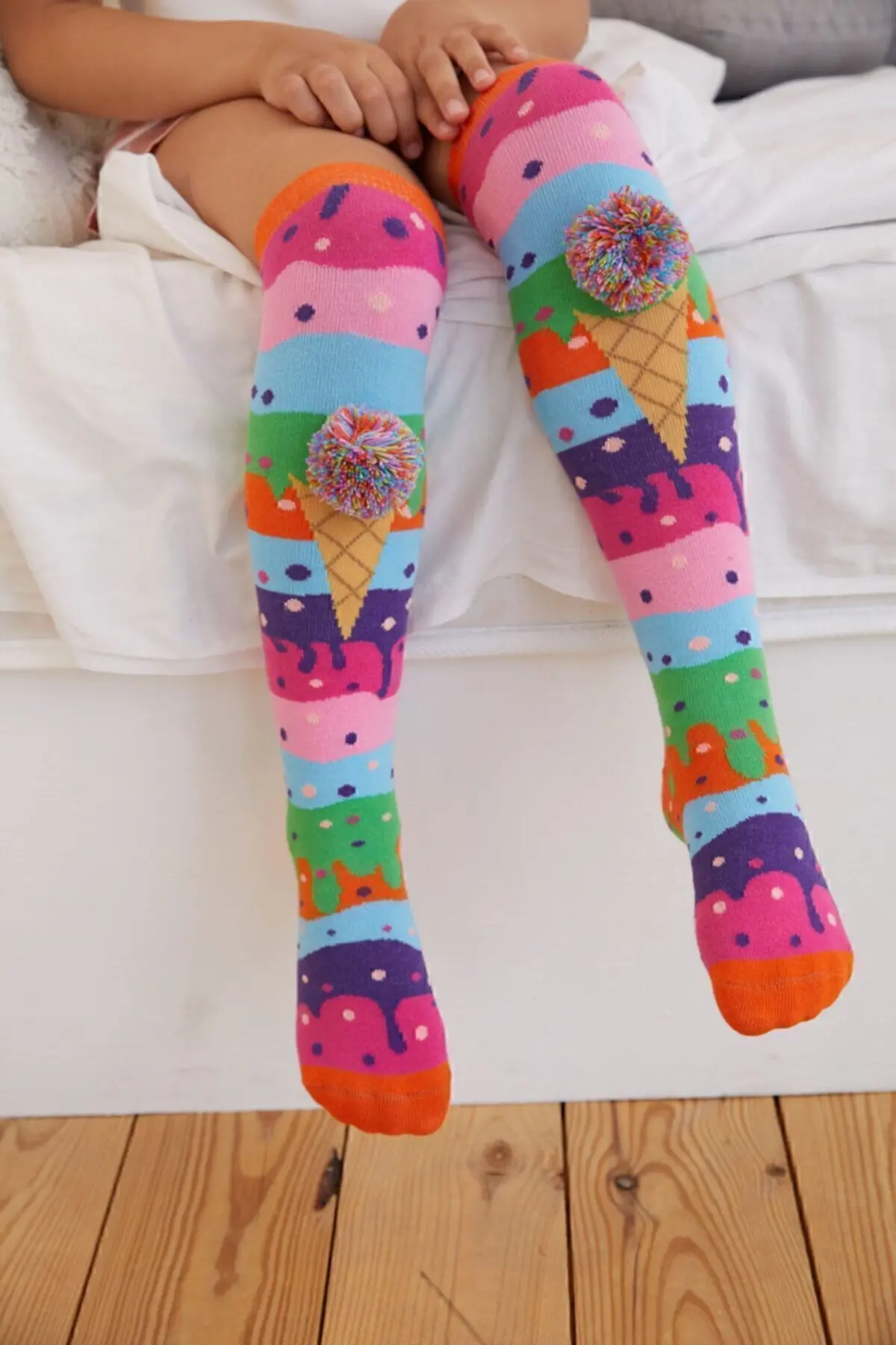 Ice Cream Kız Çocuk Dizaltı Çorap - Mix