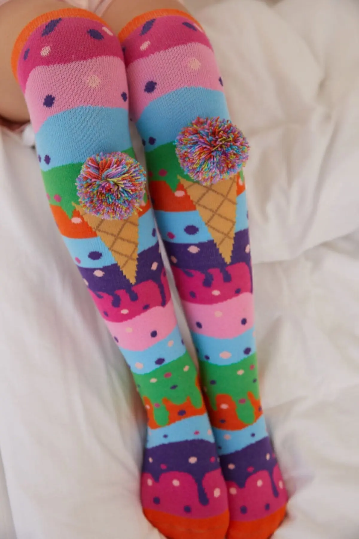 Ice Cream Kız Çocuk Dizaltı Çorap - Mix