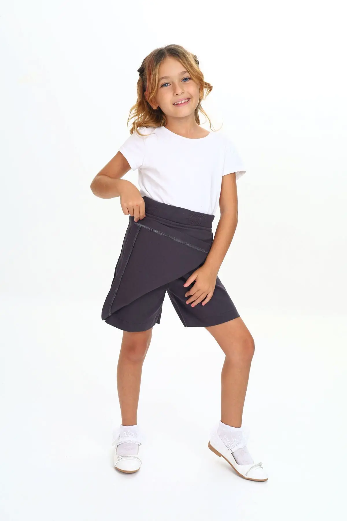 Kız Çocuk Beli Lastikli Okul Kaşkorse Şort Etek 8637