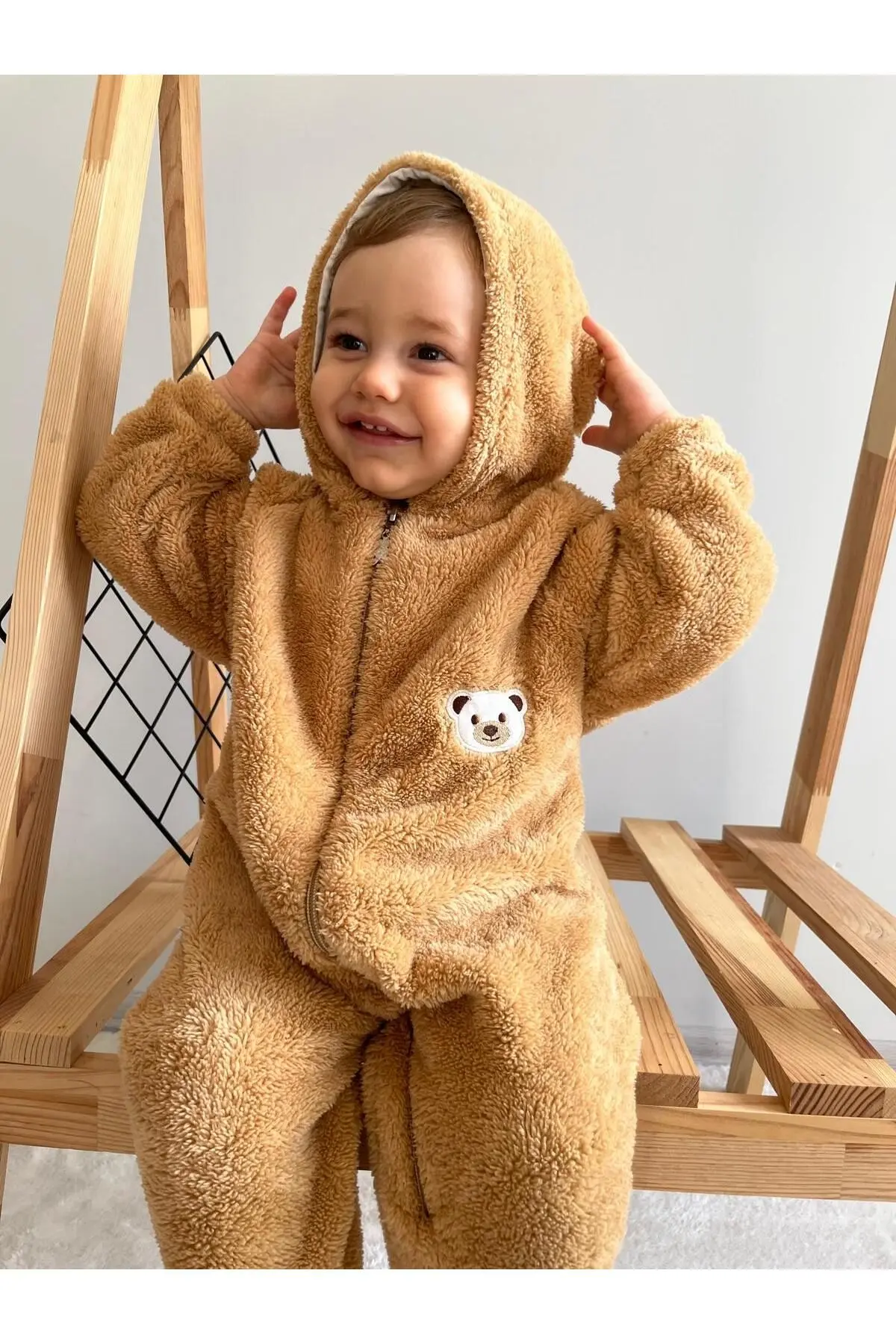 Bebesev Welsoft Peluş Unisex Fermuarlı Kışlık Bebek Uyku Tulumu Bebek Tulumu Çocuk Tulumu Çocuk Kostümü