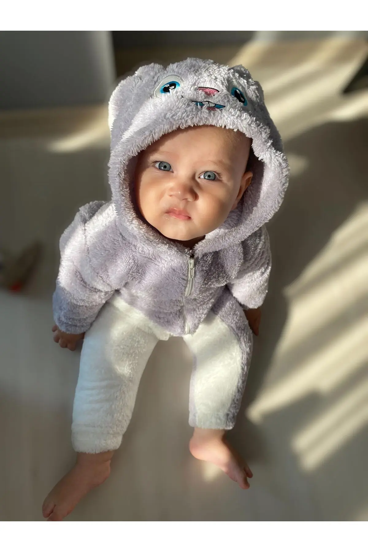 Welsoft Peluş Unisex Fermuarlı Kışlık Bebek Uyku Tulumu Bebek Tulumu Çocuk Tulumu Çocuk Kostümü