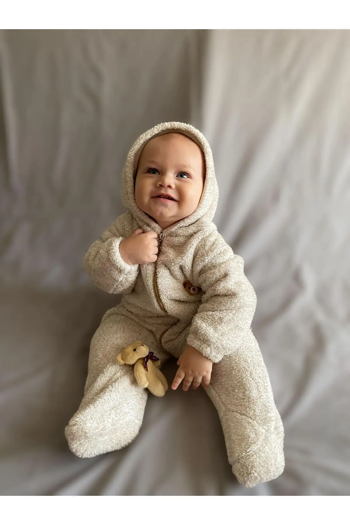 Welsoft Peluş Unisex Fermuarlı Kışlık Bebek Uyku Tulumu Bebek Tulumu Çocuk Tulumu Çocuk Kostümü