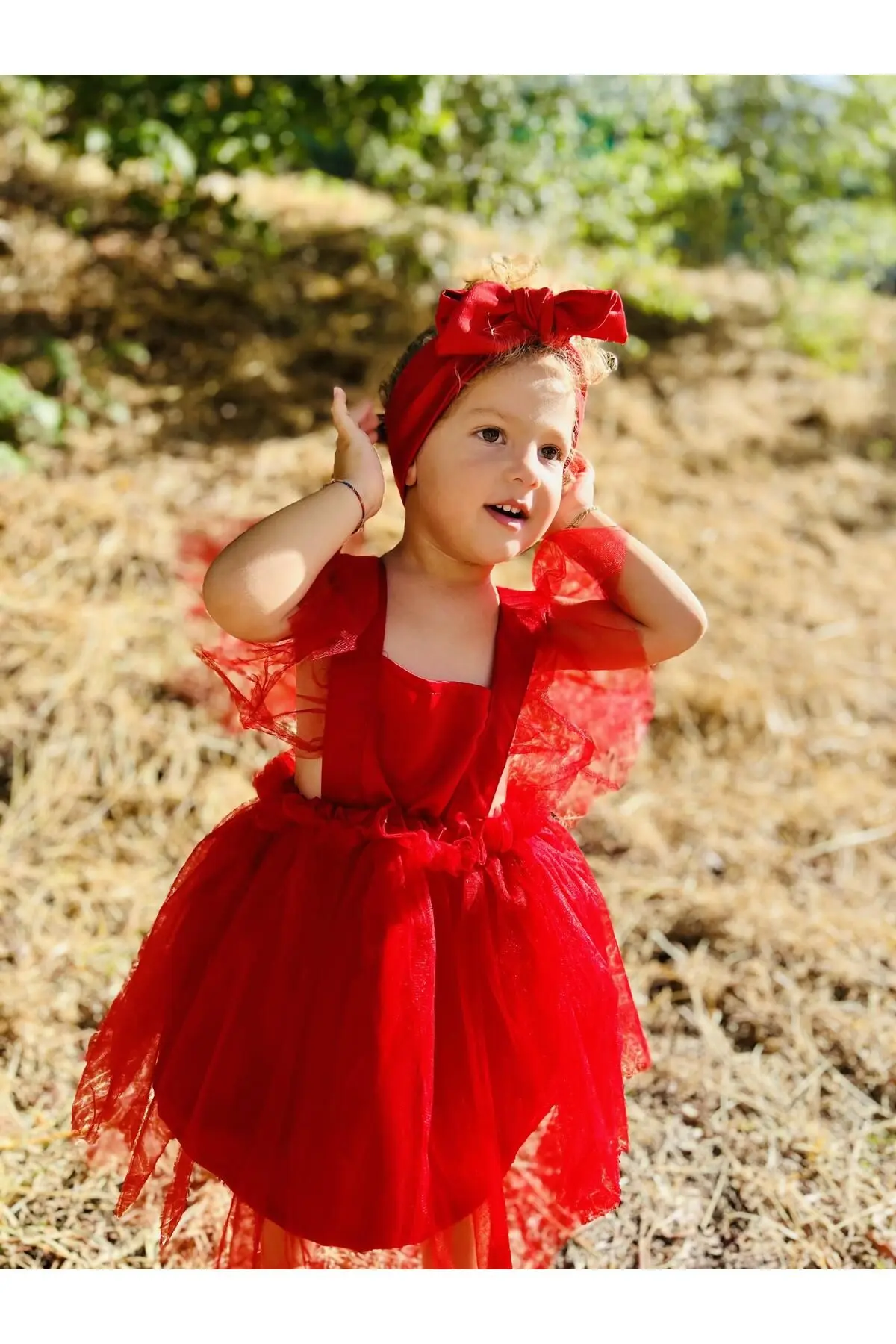 Kız Çocuk Saten Abiye Elbise Kız Çocuk Doğum Günü Parti Kutlama Kıyafeti Kırmız