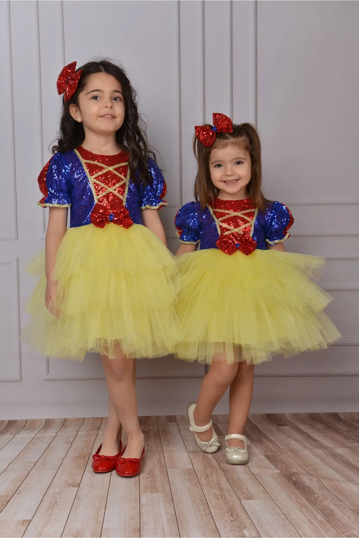Kız Çocuk Sarı Pamuk Prenses Özelgün Doğum Günü Abiye Elbise