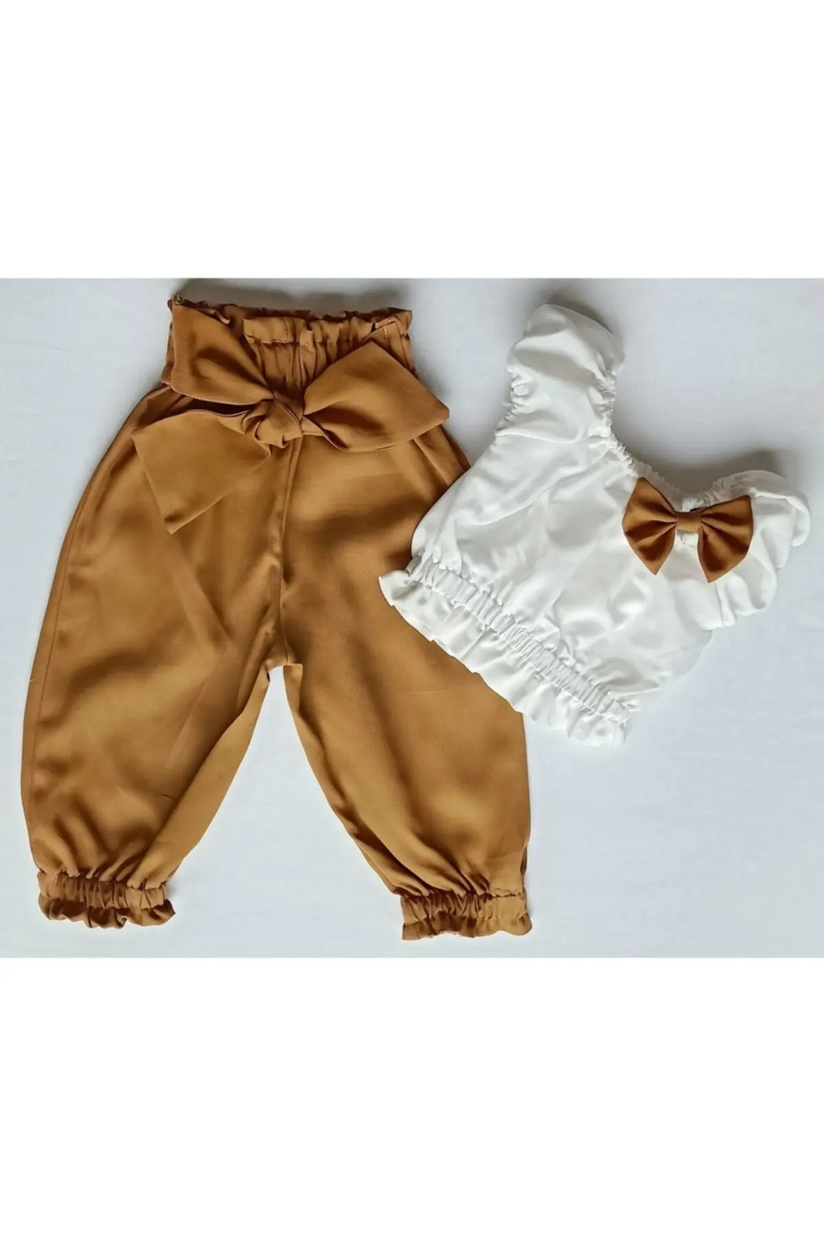 Kız Bebek Çocuk Tarçın Büstiyerli Pantolon Takım