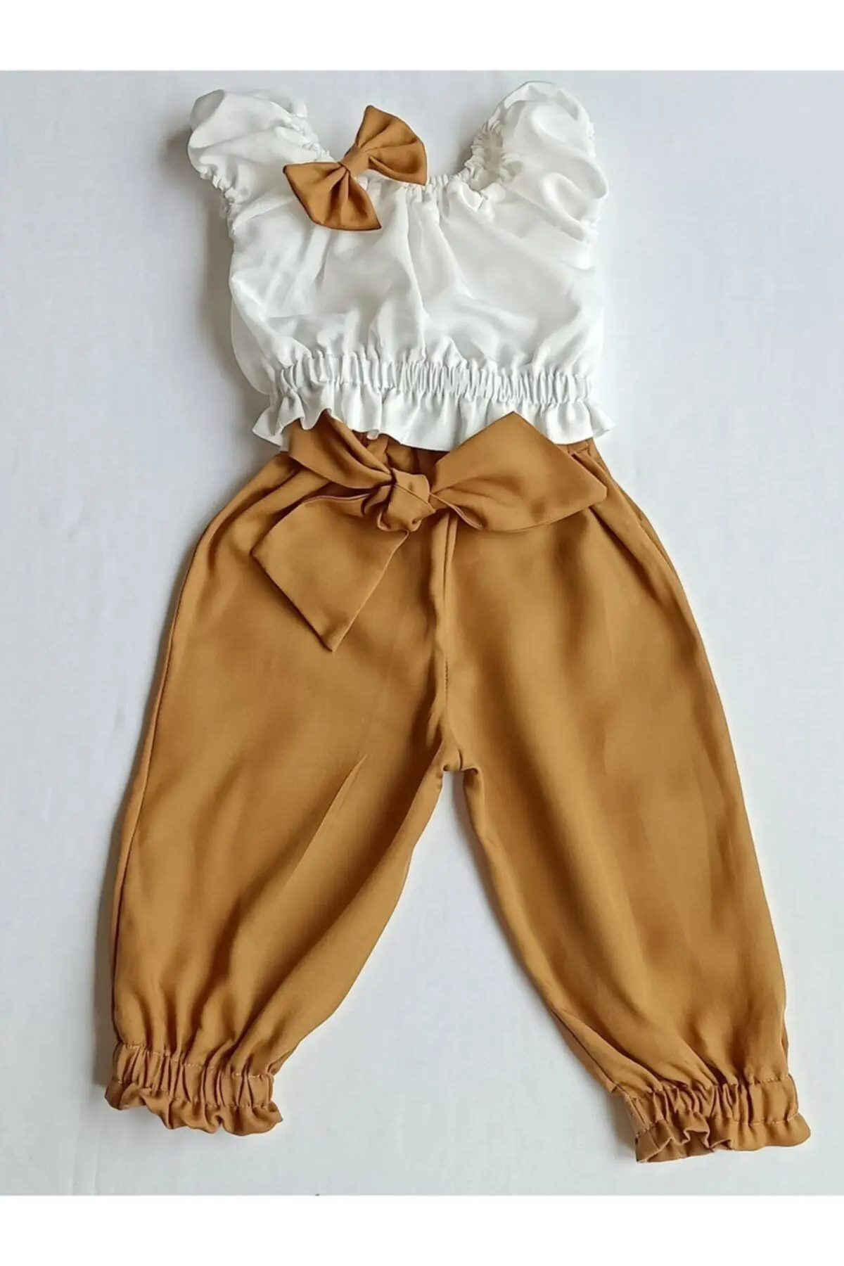 Kız Bebek Çocuk Tarçın Büstiyerli Pantolon Takım