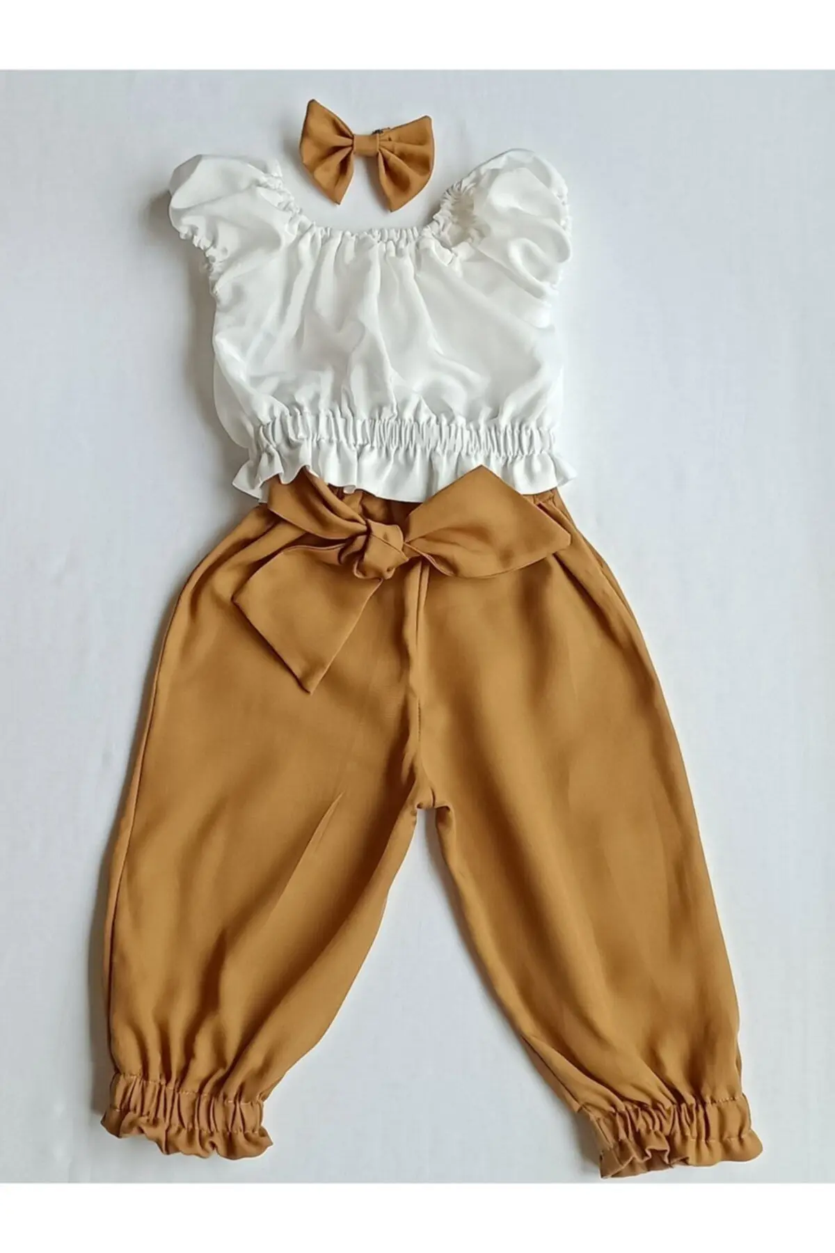 Kız Bebek Çocuk Tarçın Büstiyerli Pantolon Takım