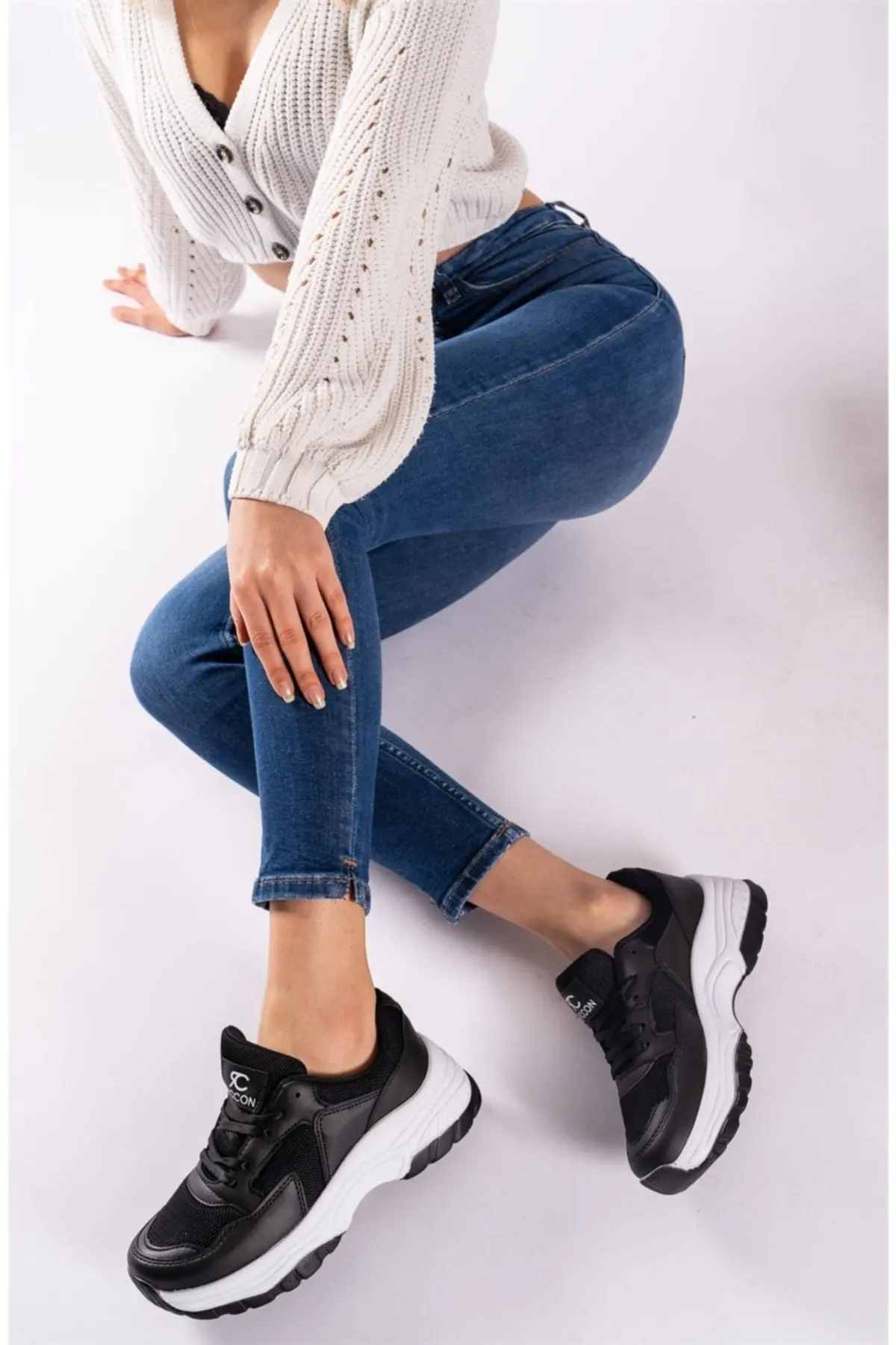 Siyah Beyaz Kadın Sneaker 0012140