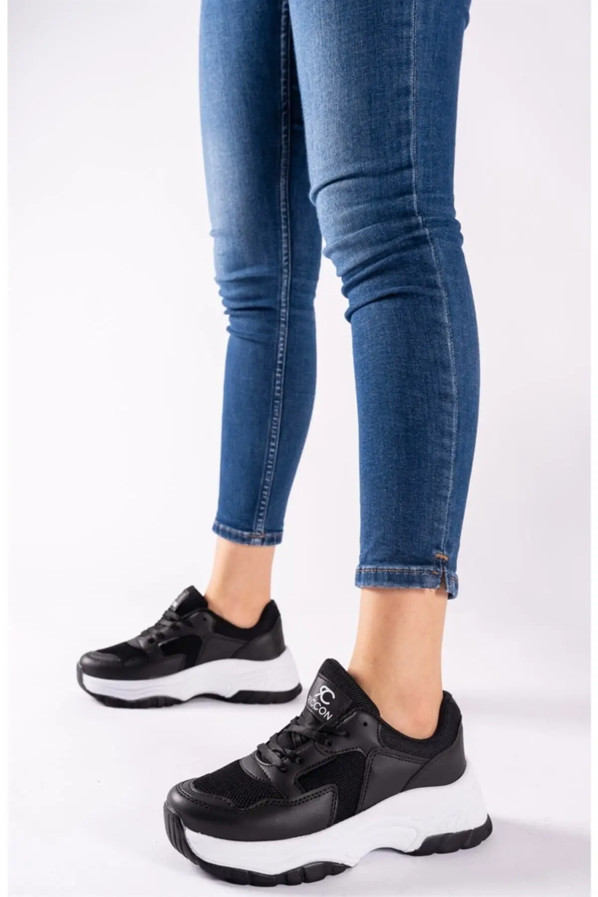 Riccon Siyah Beyaz Kadın Sneaker 0012140