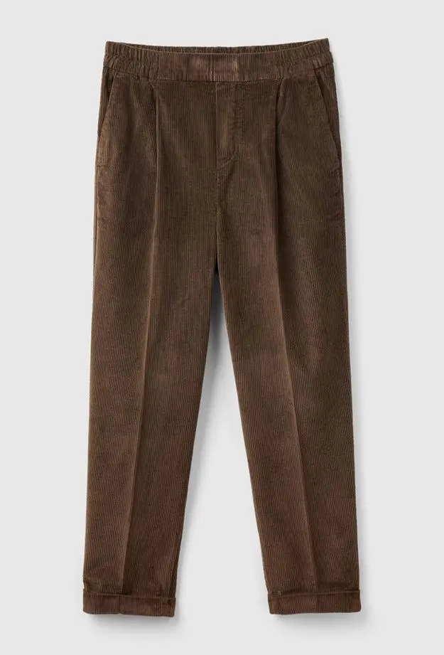 Kadın Kahverengi Beli Lastikli Kadife Pantolon