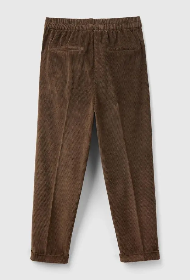 Kadın Kahverengi Beli Lastikli Kadife Pantolon