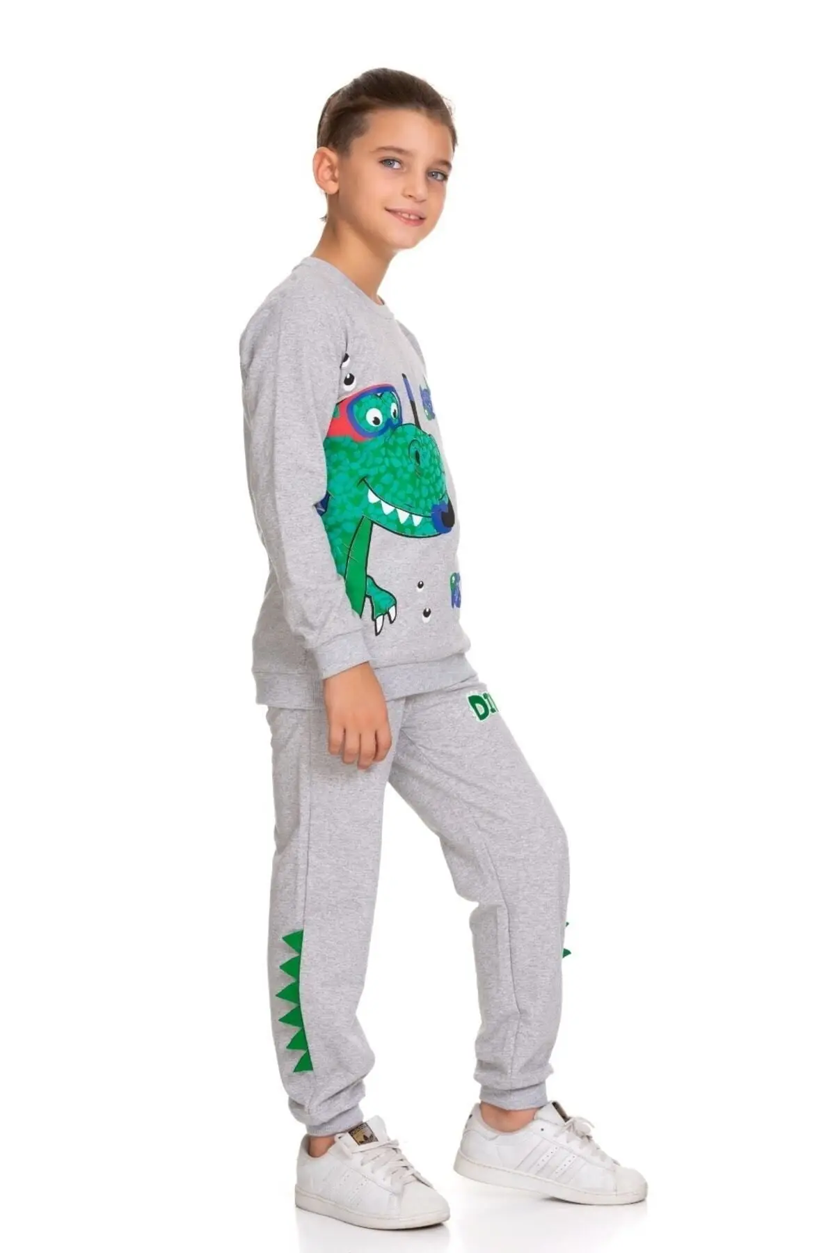 Erkek Çocuk Balıklı Dinozor Baskılı Anaokulu Kreş Takımı