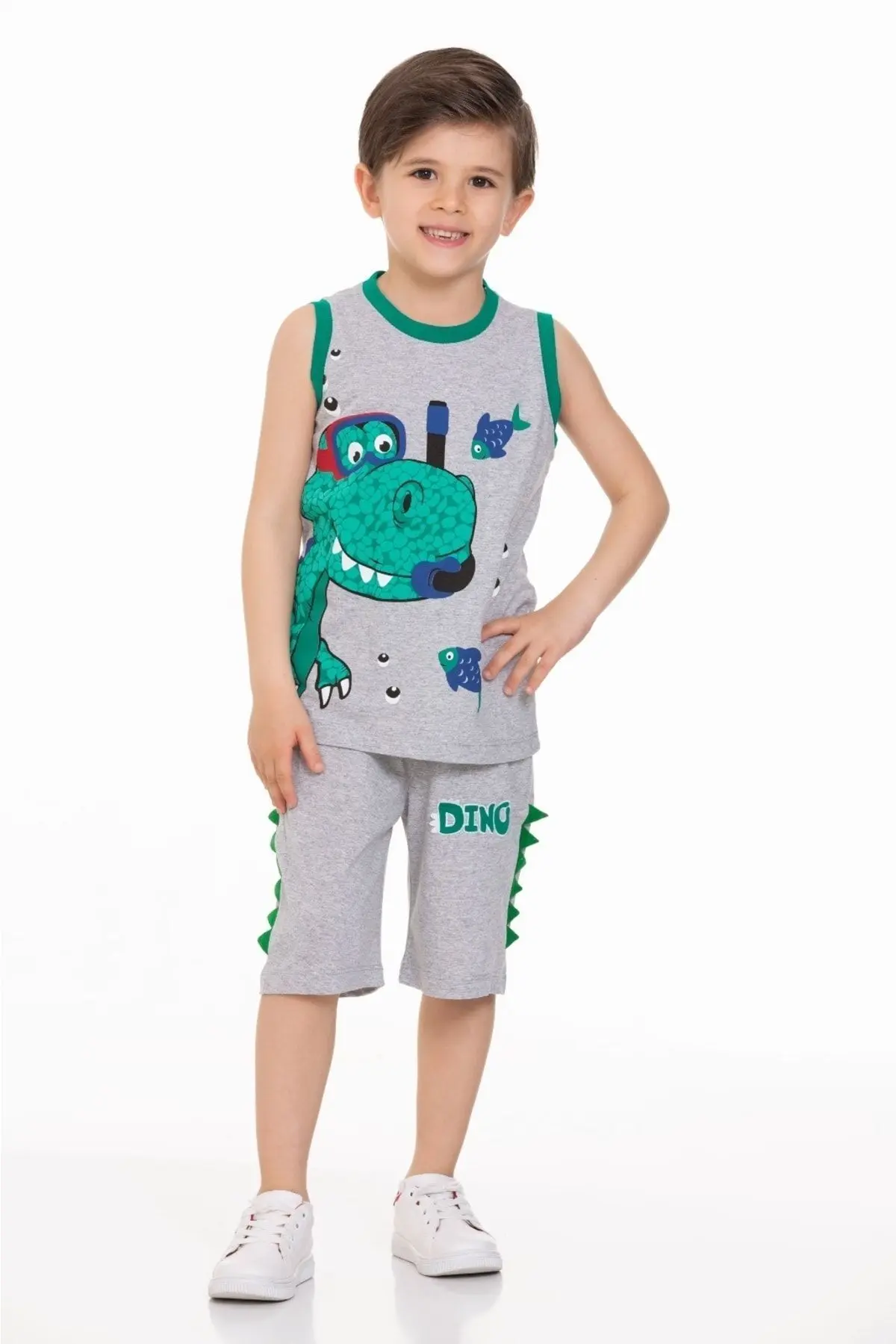 Balıklı Dinozor Baskılı Anaokulu Kreş Takımı