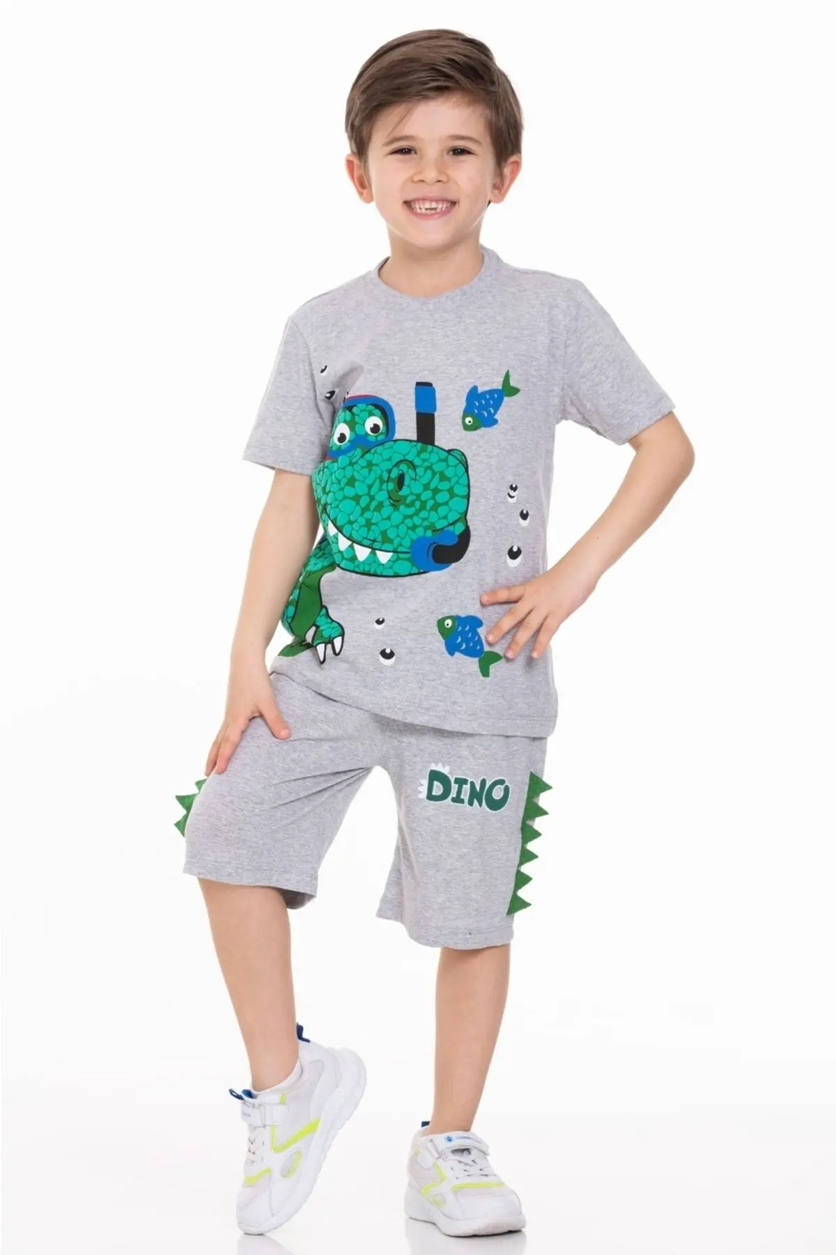 Balıklı Dinozor Baskılı Anaokulu Kreş Takımı