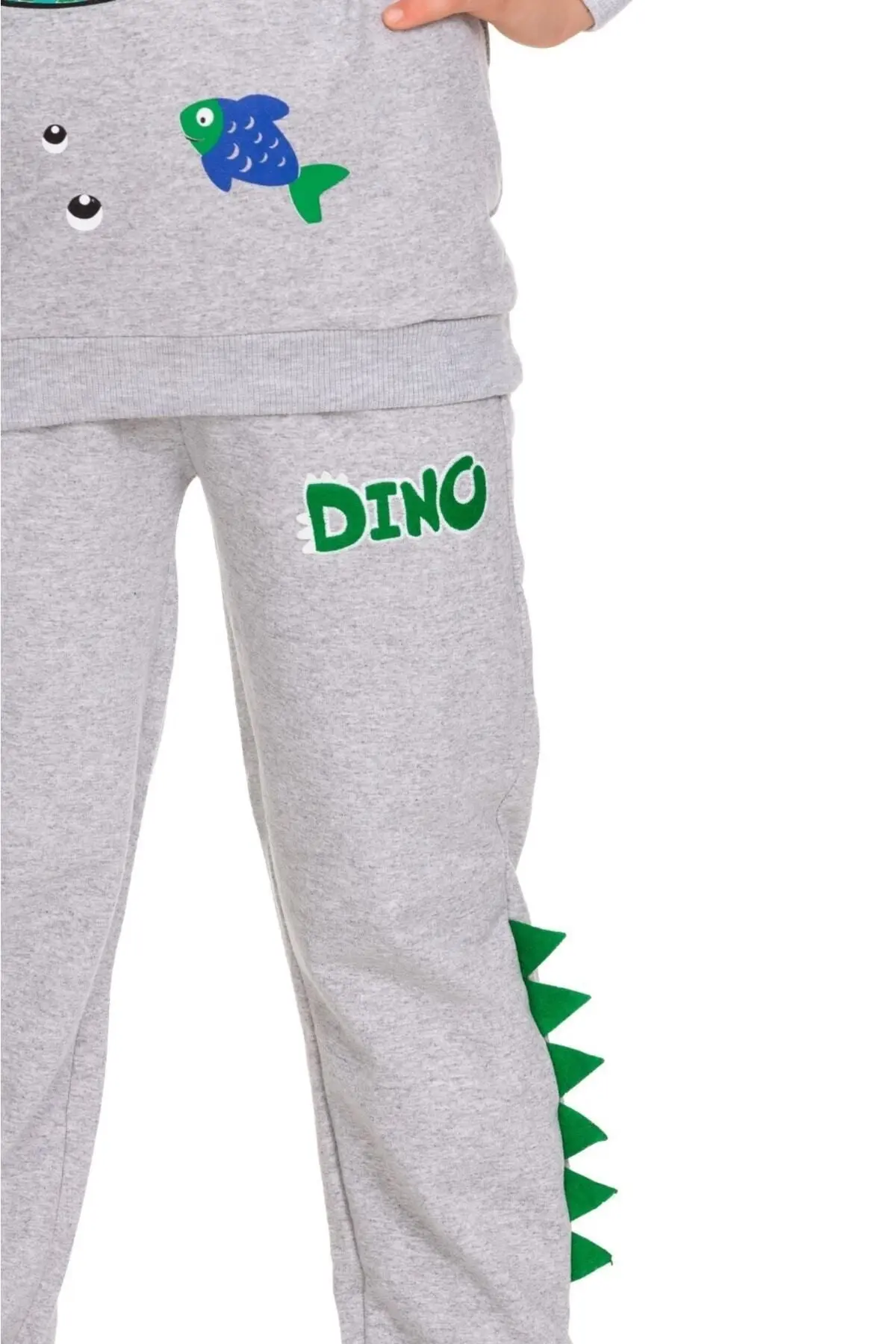 Erkek Çocuk Balıklı Dinozor Baskılı Anaokulu Kreş Takımı