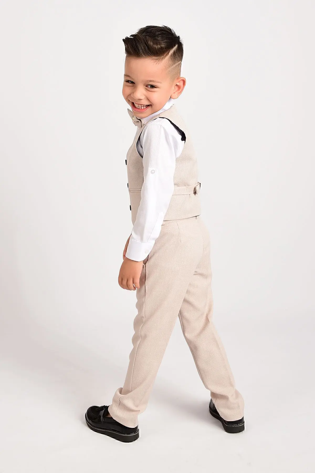 Erkek Çocuk Smokin Takım Elbise Yelekli Papyonlu