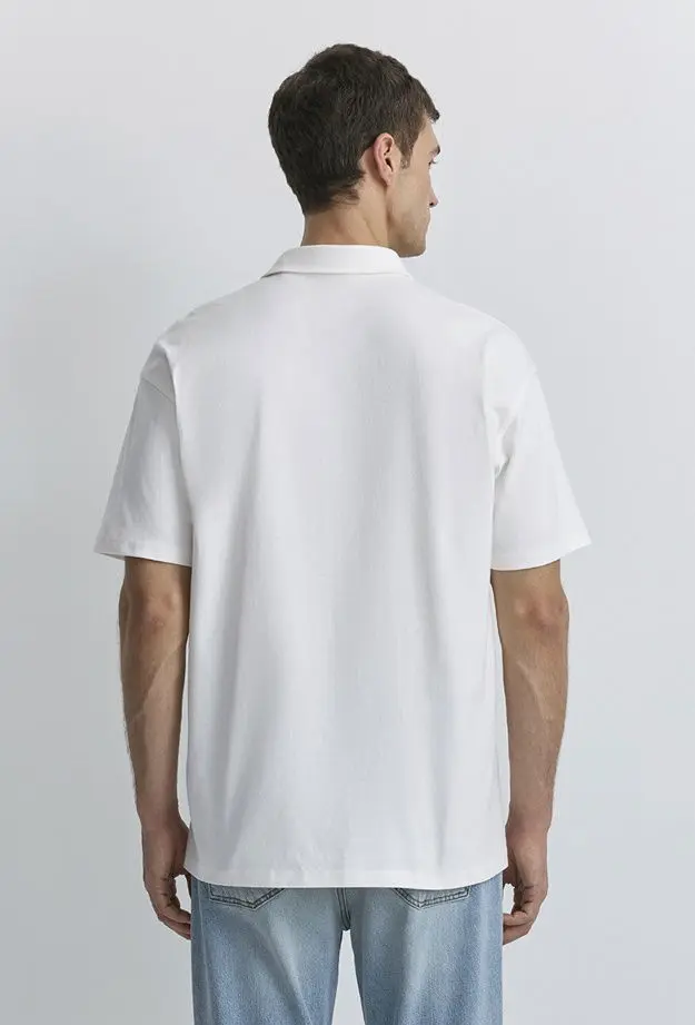 Mavi Beyaz Polo Tişört Loose Fit / Bol Rahat Kesim 0612481-70057